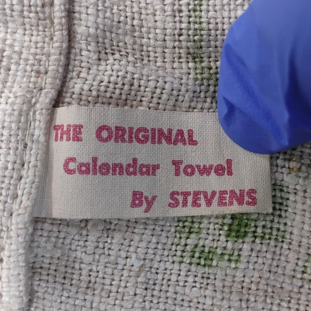 Vintage 1958 Stevens Linen Original Calendar Towel Colonial Garden Tea Towel